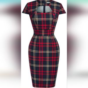 Grace Karin Red and Black Plaid Dress